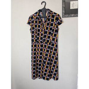 EN FOCUS STUDIO Navy Yellow Geometric women's Mini Dress Size 10